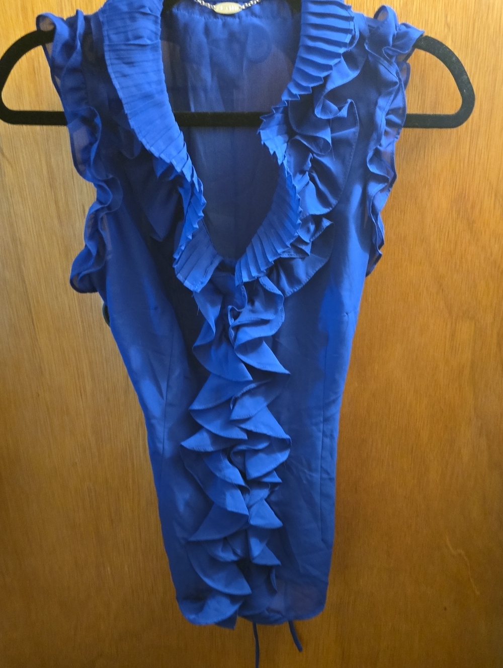 Ali & Kris Royal Blue Ruffle Sleeveless Blouse